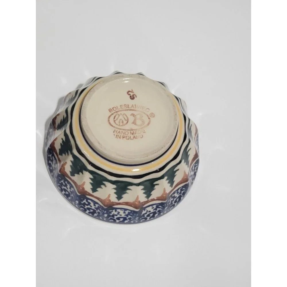 2x Boleslawiec Polish Pottery Ramekin Bowl Christmas Tree‎ Stars Pine Boughs